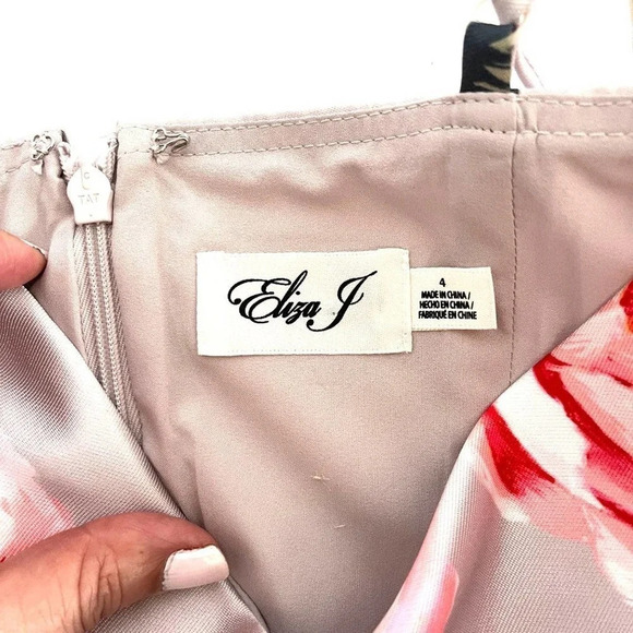 Eliza J Pink Floral Print Mikado Tulip Cocktail Dress Size 4 - Picture 6 of 7